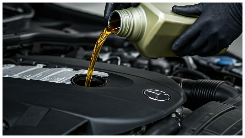 <p>Cambio de aceite de motor en carro Mercedes-Benz</p>